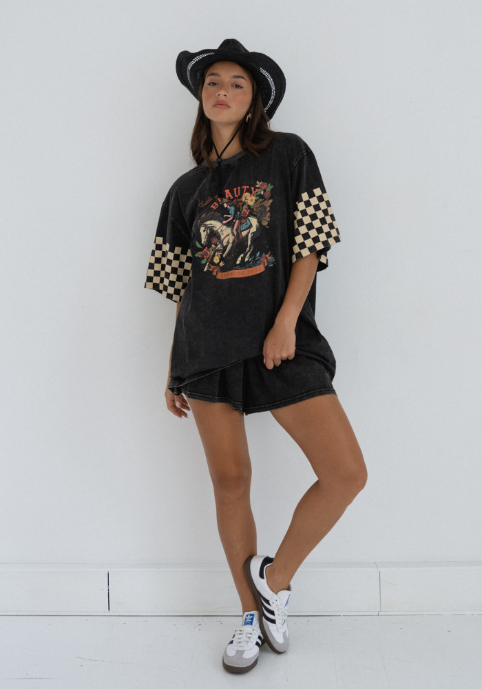 Load image into Gallery viewer, VINTAGE OVERSIZED COWBOY TEE - BLACK WASH