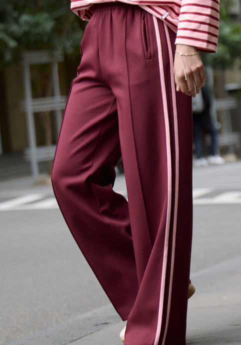 FEATHER + NOISE NOAH FULL LENGTH WIDE PANT - PLUM PINK STRIPE