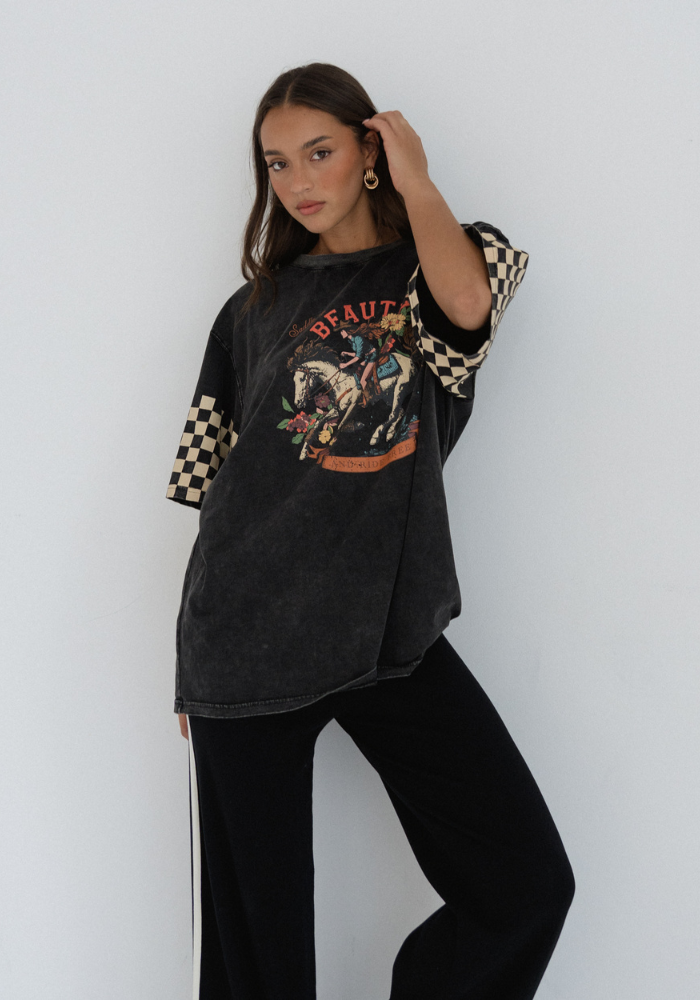 Load image into Gallery viewer, VINTAGE OVERSIZED COWBOY TEE - BLACK WASH