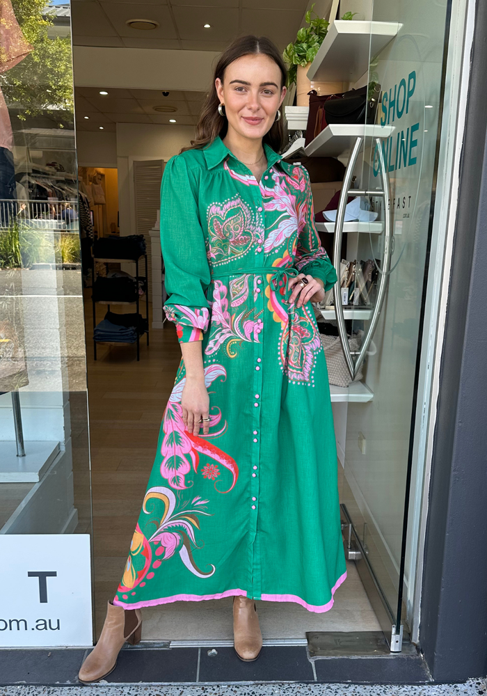 LA PALMA DRESS - GREEN PRINT