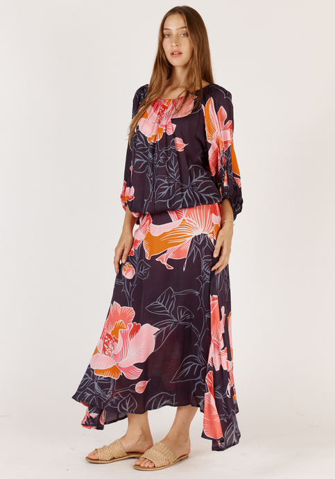 RUBYYAYA AURORA SKIRT - NAVY PRINT
