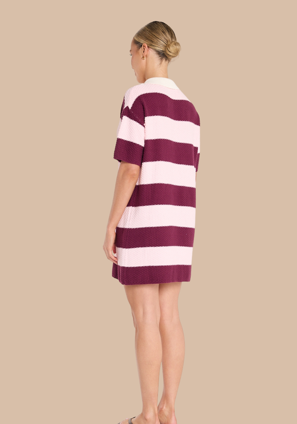 FEATHER + NOISE BREE KNITTED DRESS - PINK & BURGUNDY