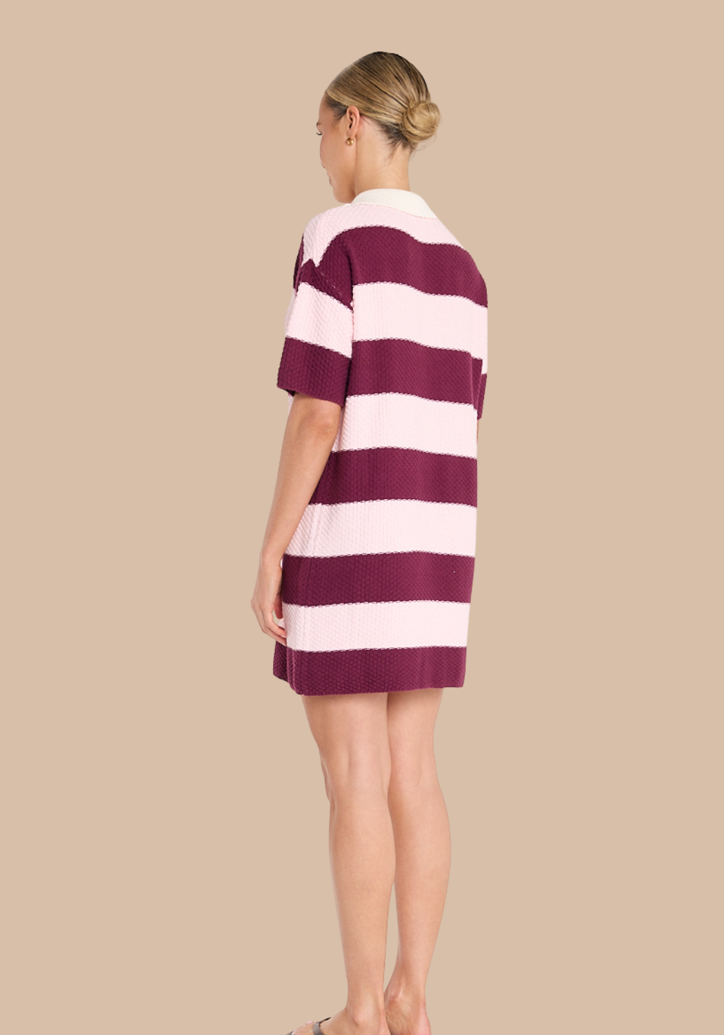 FEATHER + NOISE BREE KNITTED DRESS - PINK & BURGUNDY