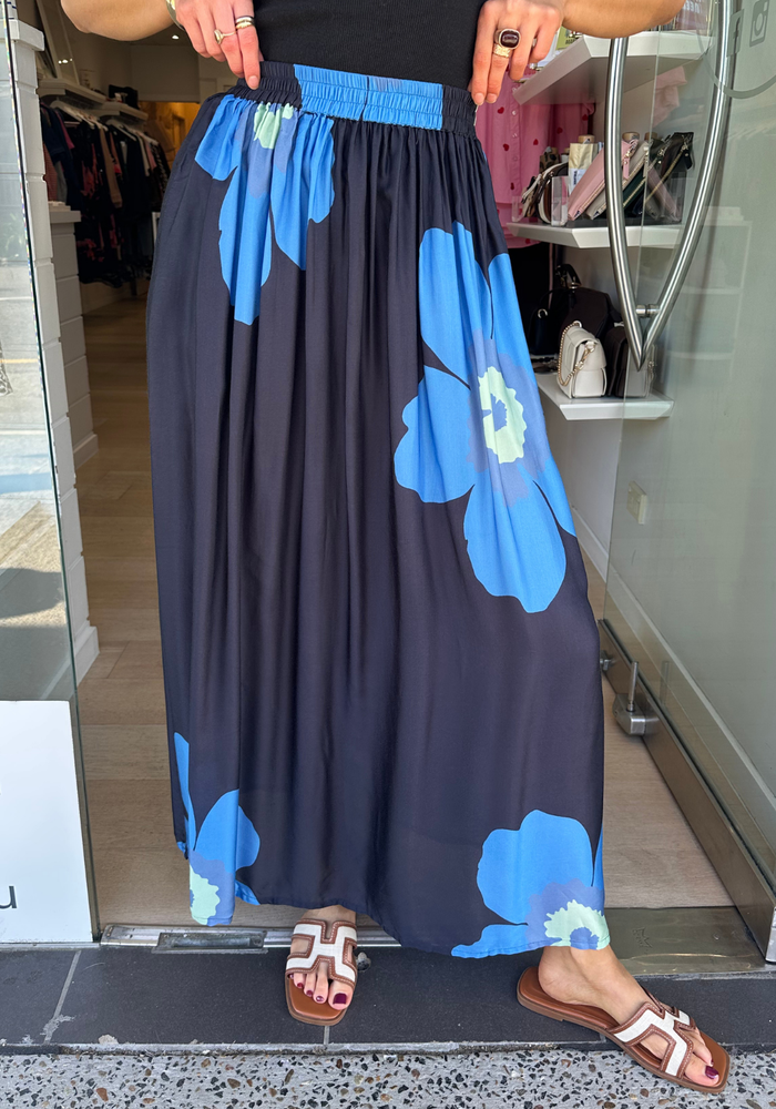 ITAMI POPPY MAXI SKIRT - BLUE