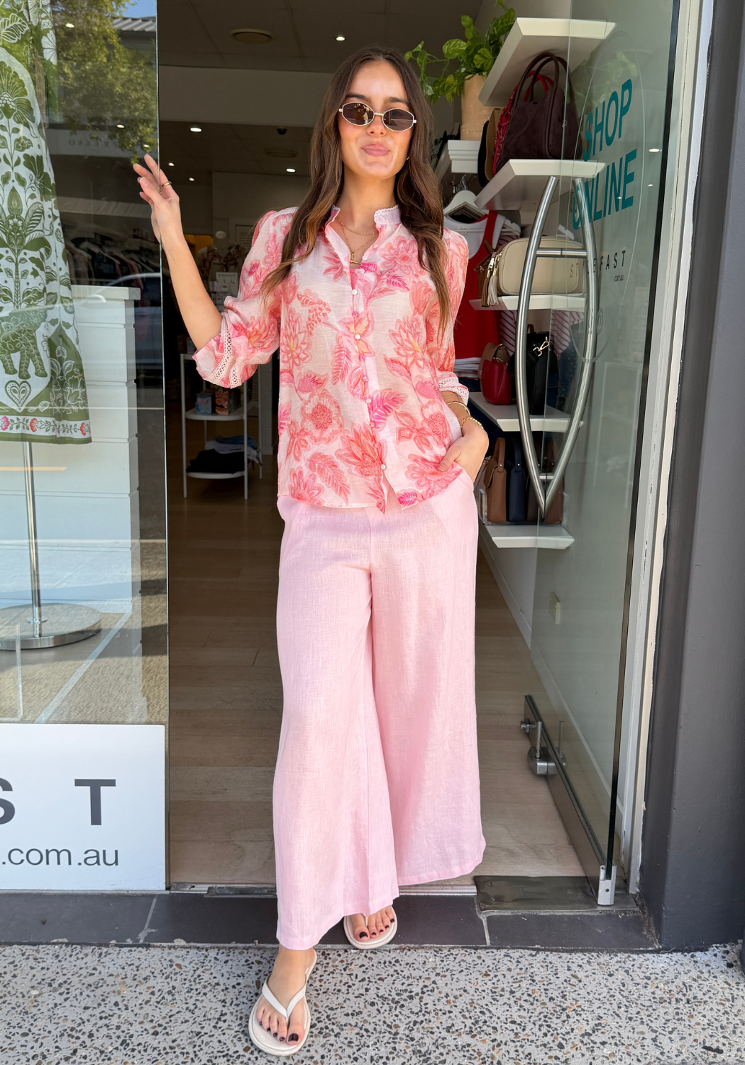 KARLA BLOUSE - PINK BLOSSOM PRINT