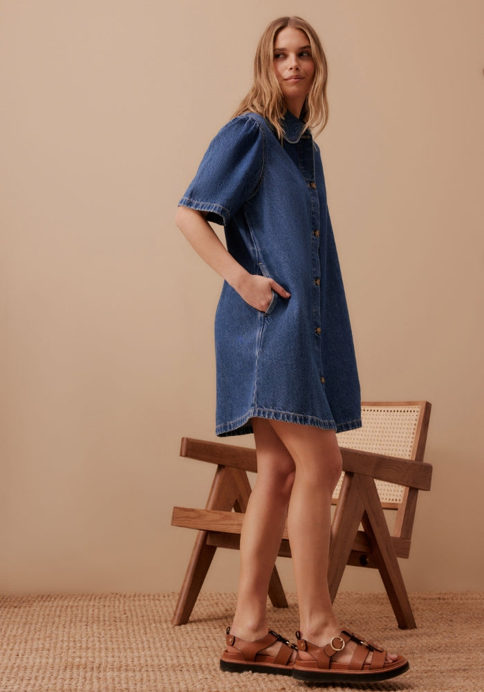 Load image into Gallery viewer, CERES LIFE SIENNA DENIM DRESS - FRESH INDIGO