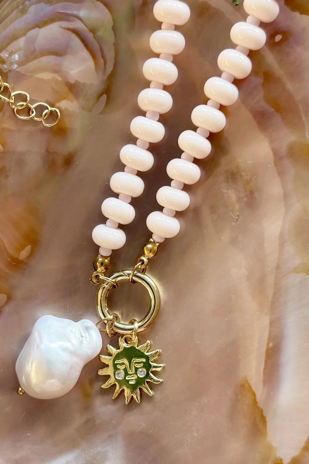 MOSK MELBOURNE PERLA SOLE NECKLACE - PALE PINK