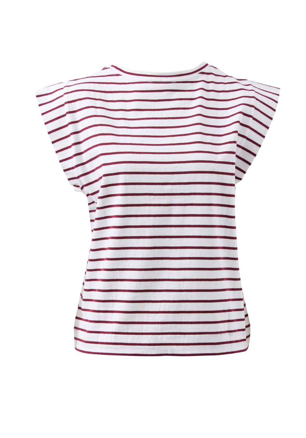 CERES LIFE EXTENDED SHOULDER TEE - WHITE/POMEGRANATE STRIPE