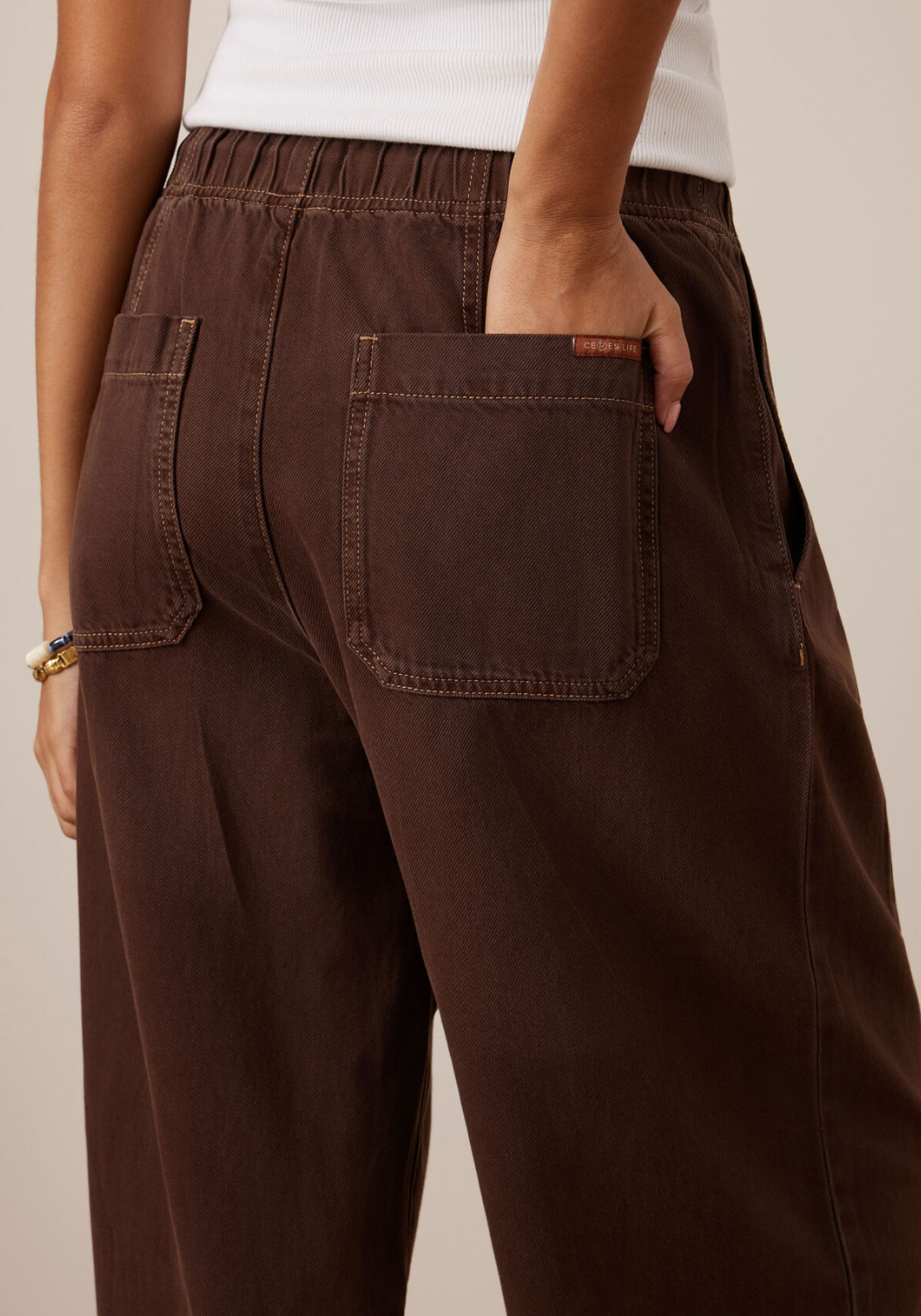 CERES LIFE JESSIE BARREL PANT - CHOCOLATE