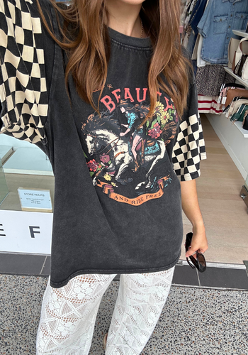 VINTAGE OVERSIZED COWBOY TEE - BLACK WASH