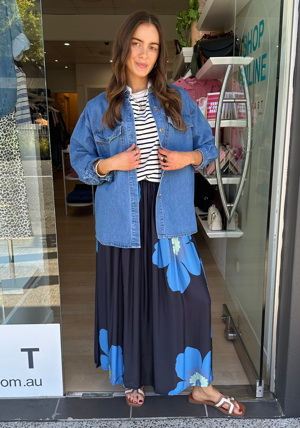 ITAMI POPPY MAXI SKIRT - BLUE