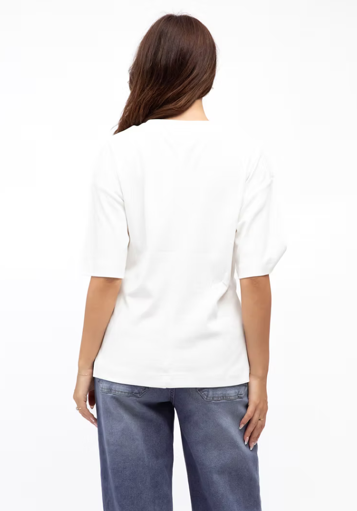 TESSA ELEVATED TWIST TEE - WHITE