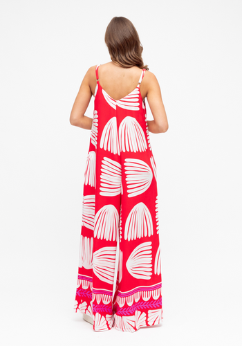 TALLULAH JUMPSUIT - RED & WHITE