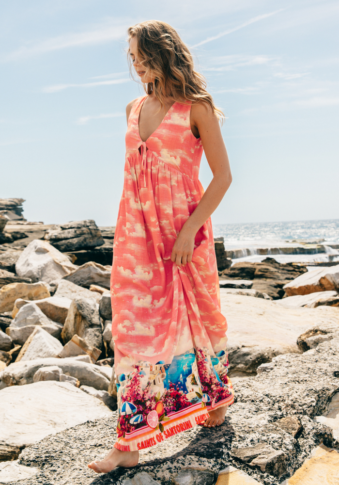 Load image into Gallery viewer, MAEVE MAXI DRESS - SANTORINI PRINT