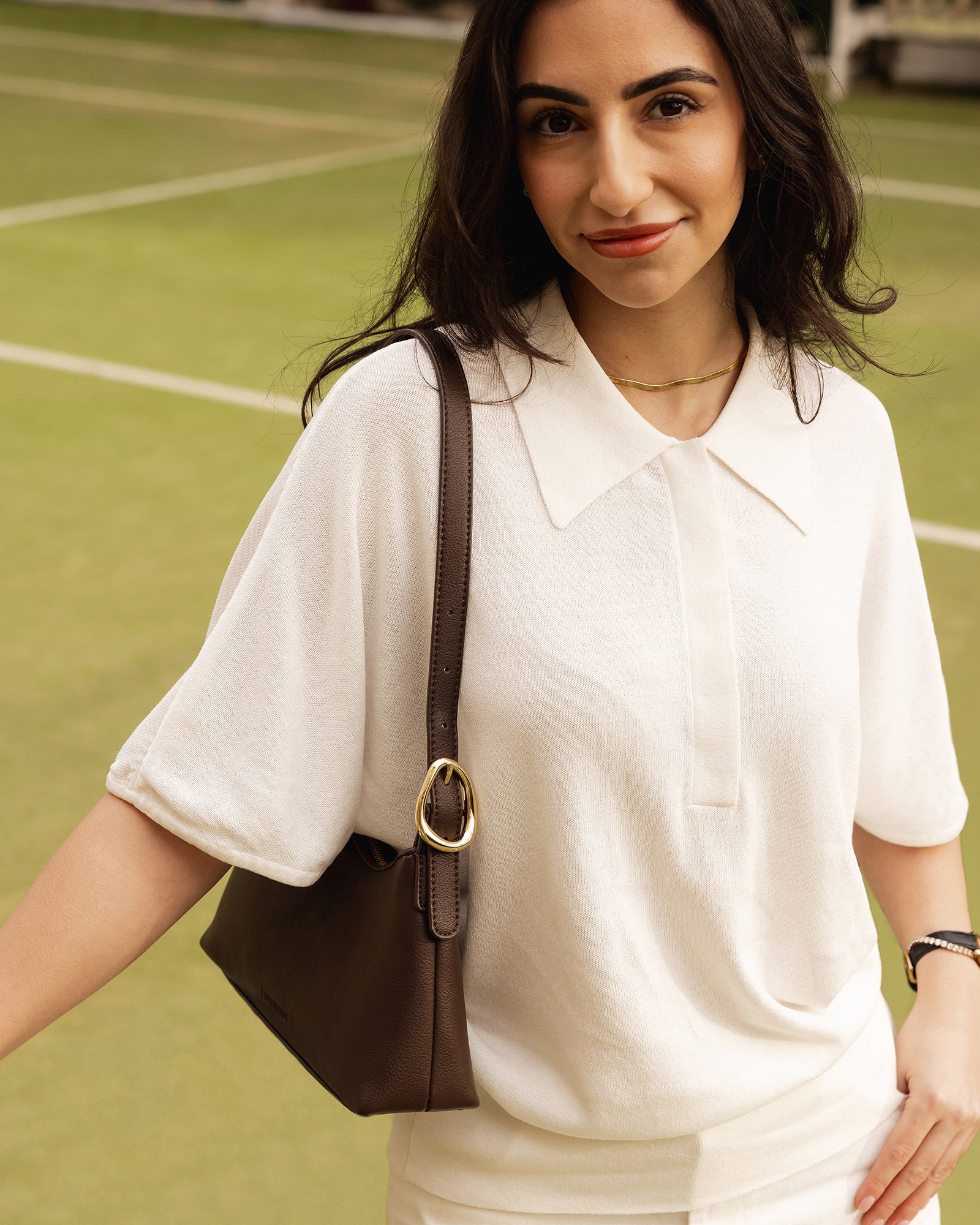 LOUNEHIDE AMELIA SHOULDER BAG - CHOCOLATE