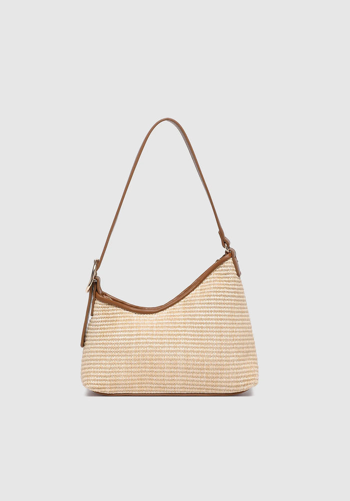 LOUNEHIDE AMELIA SHOULDER BAG - RAFFIA/TAN