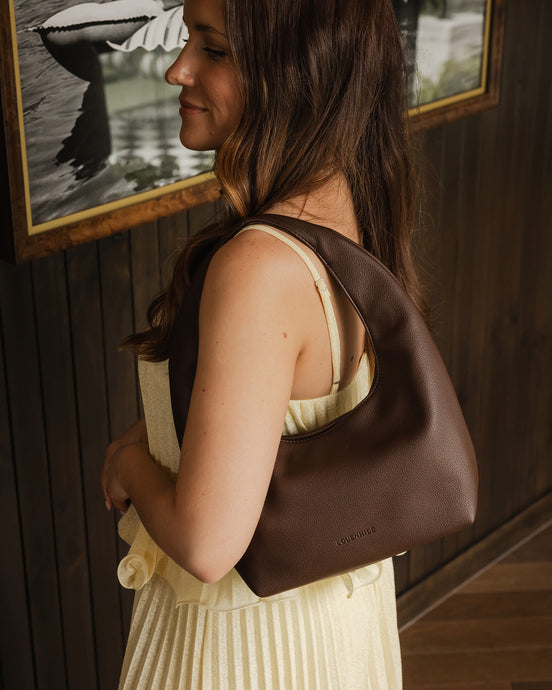 LOUENHIDE MINI MONACO SHOULDER BAG - CHOCOLATE
