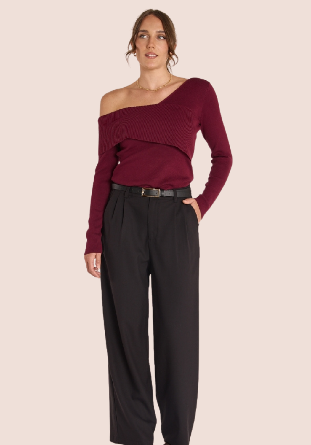 FEATHER + NOISE MOLLY OFF SHOULDER TOP - BURGUNDY