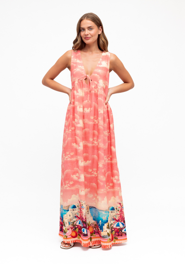 Load image into Gallery viewer, MAEVE MAXI DRESS - SANTORINI PRINT