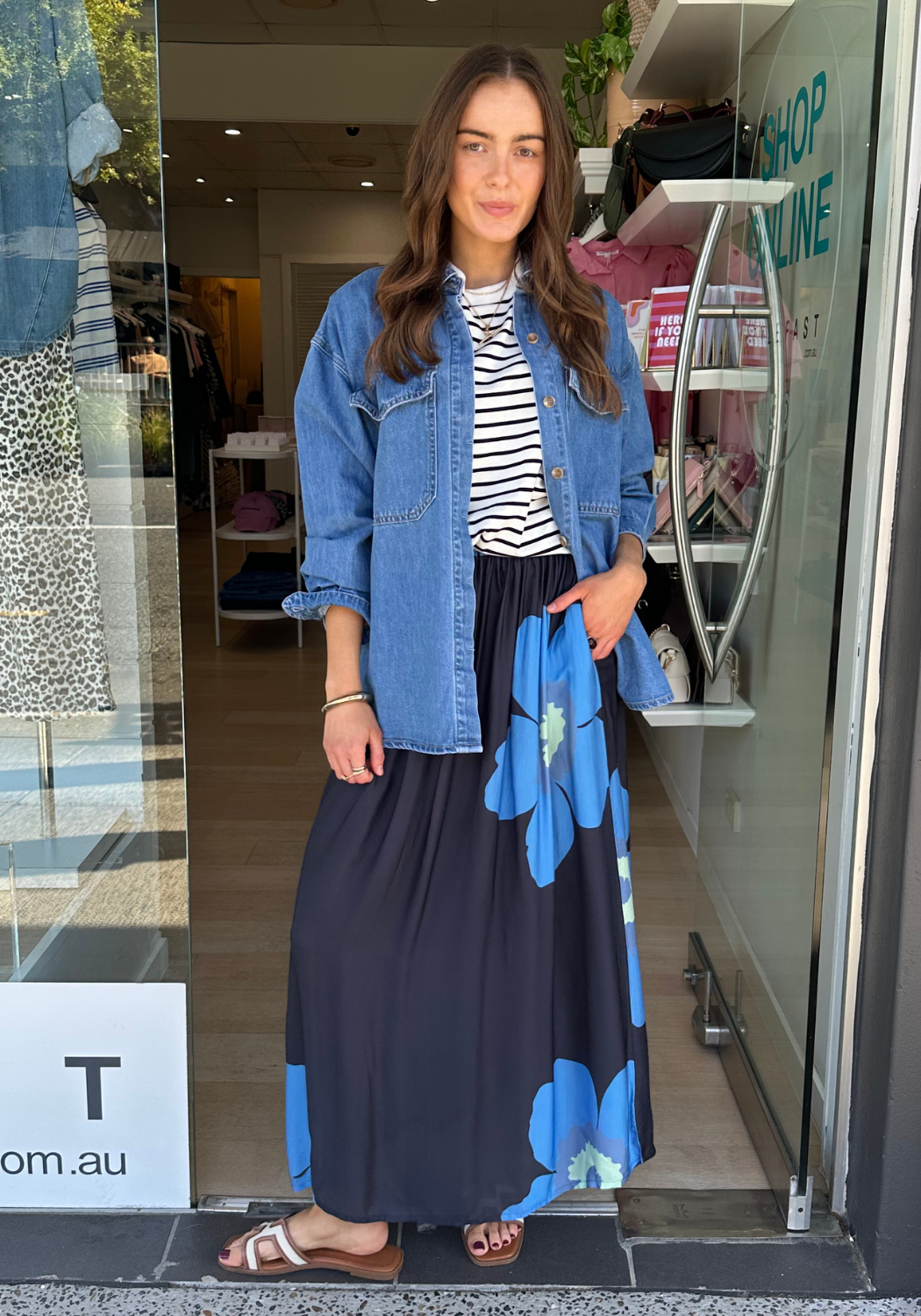 ITAMI POPPY MAXI SKIRT - BLUE