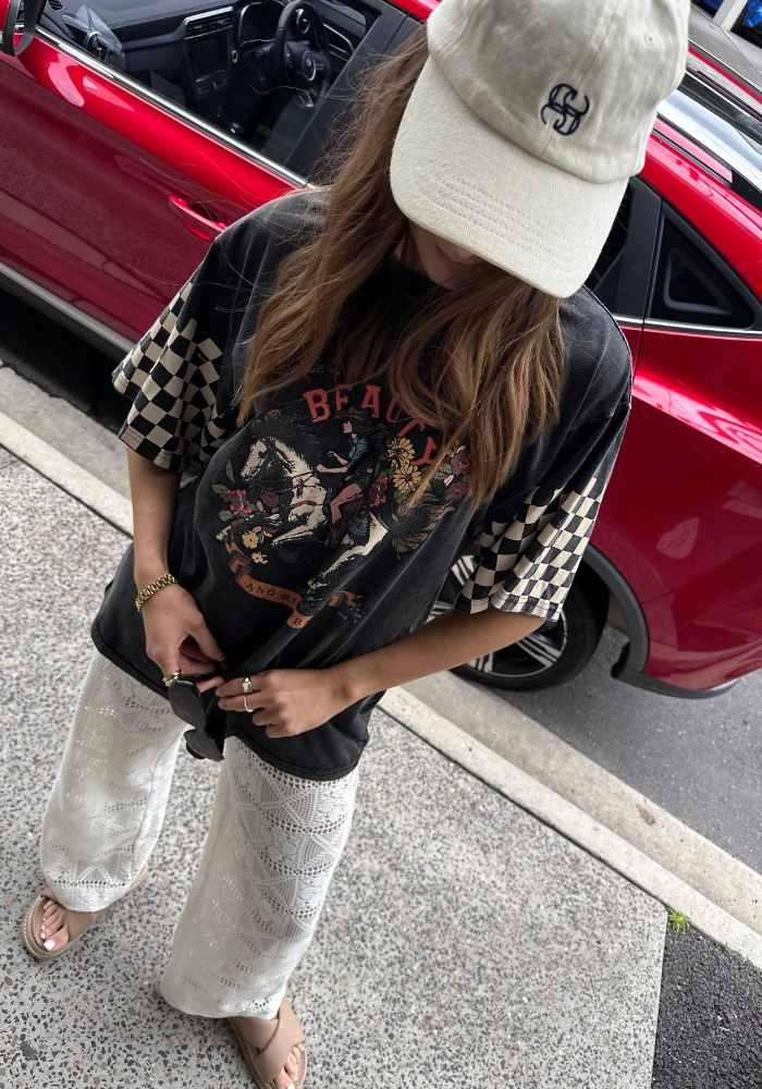 VINTAGE OVERSIZED COWBOY TEE - BLACK WASH