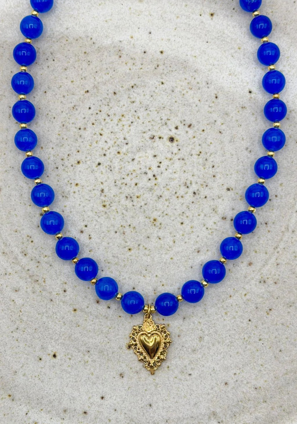 JADE HEART NECKLACE - COBALT