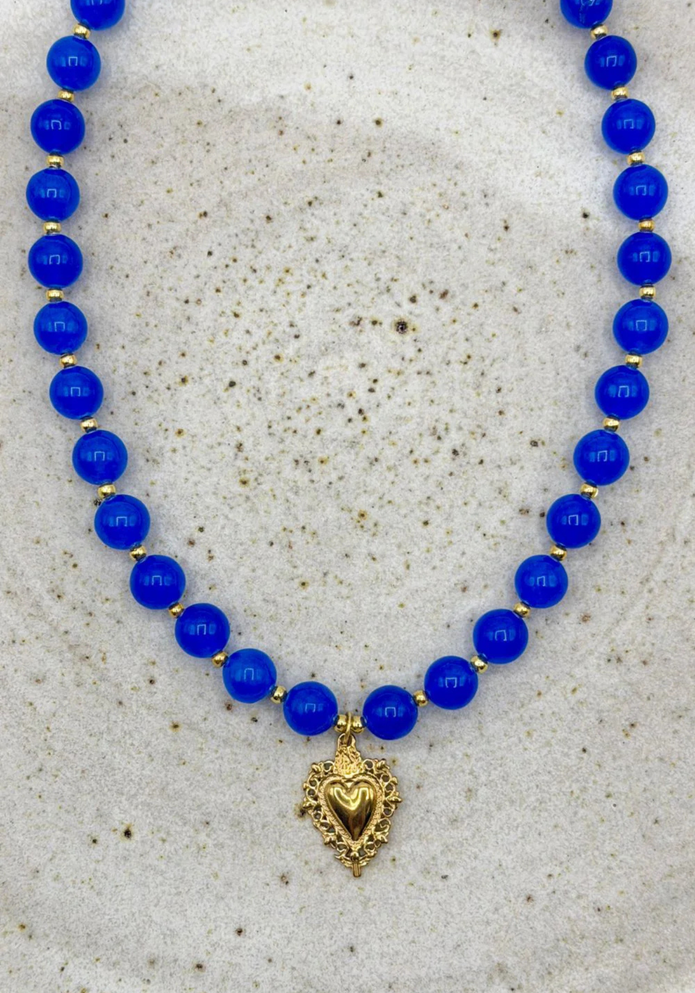 JADE HEART NECKLACE - COBALT