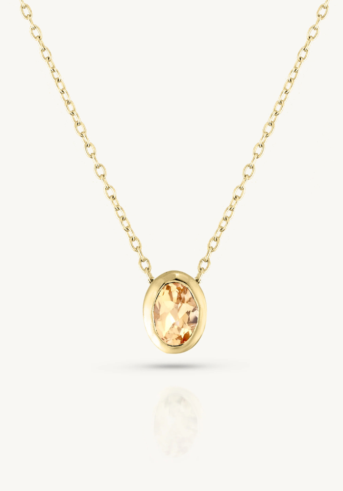 TONI MAY NOVEMBER CITRINE OVAL BIRTHSTONE NECKLACE - GOLD