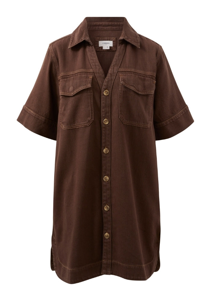 CERES LIFE SAMMY RELAXED DRESS - CHOCOLATE