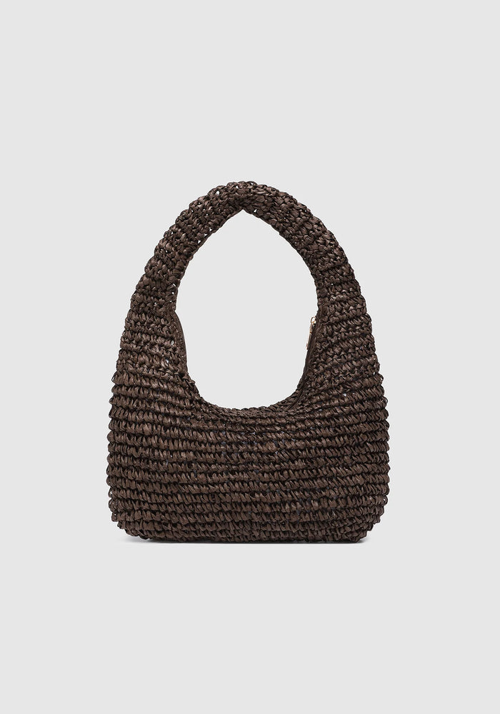 LOUENHIDE NELLIE SHOULDER BAG - CHOCOLATE RAFFIA