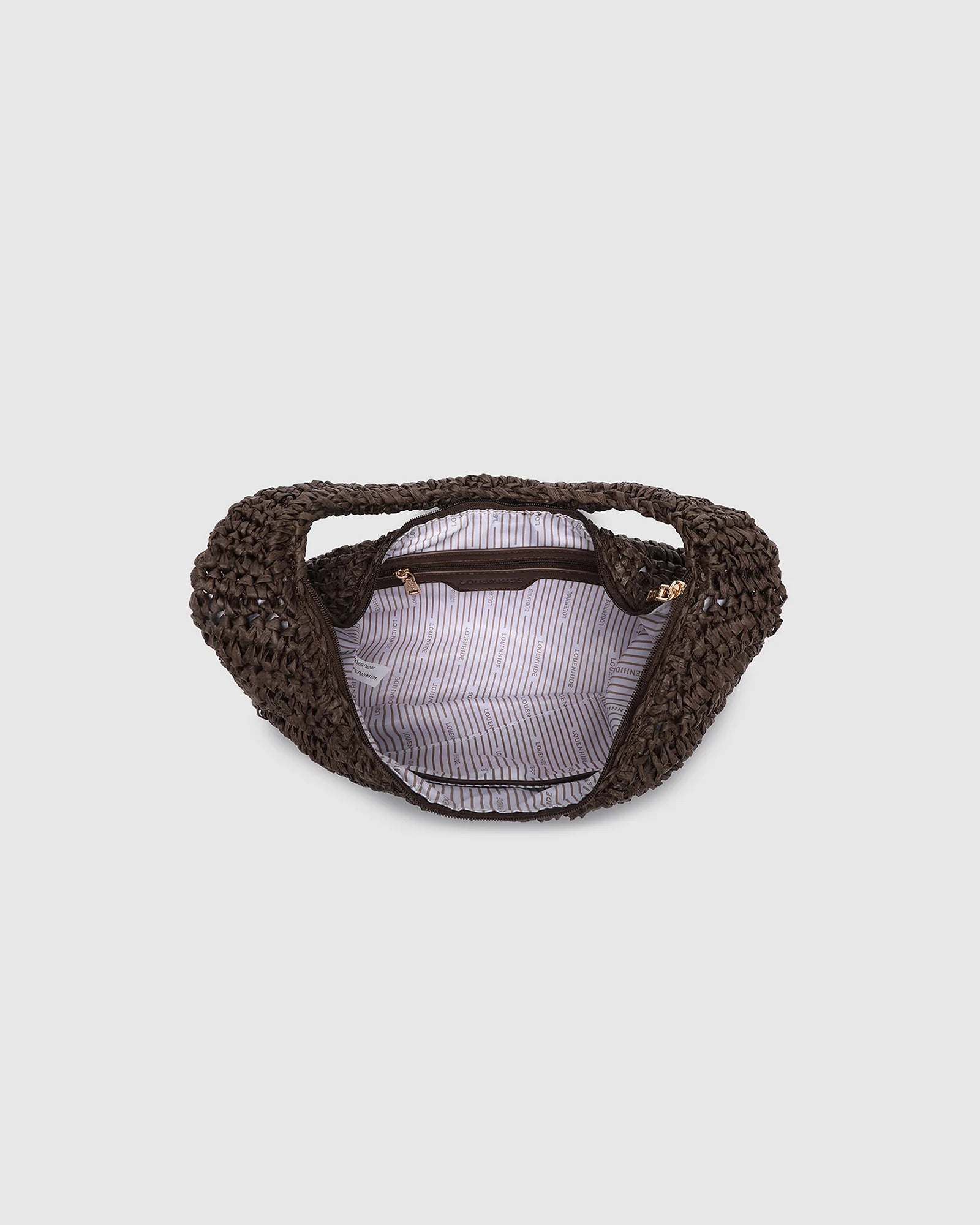 LOUENHIDE NELLIE SHOULDER BAG - CHOCOLATE RAFFIA