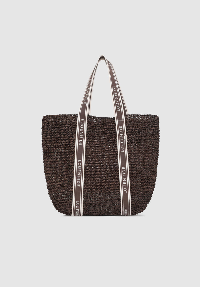 LOUENHIDE BALI BEACH BAG - CHOCOLATE RAFFIA