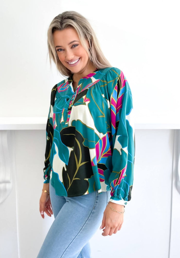 Load image into Gallery viewer, MIM BLOUSE - GREEN LEAF PRINT