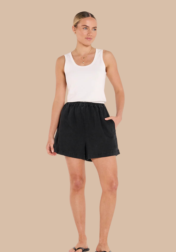 Load image into Gallery viewer, FEATHER + NOISE ARLO DENIM SHORT - BLACK