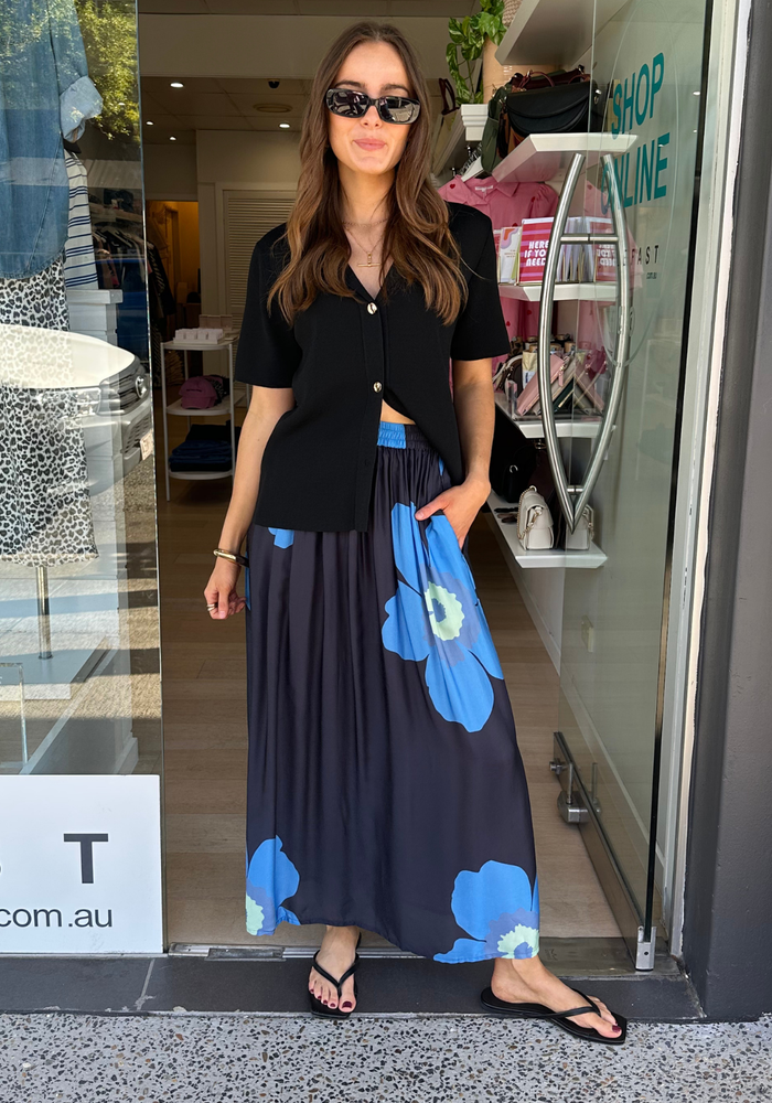 Load image into Gallery viewer, ITAMI POPPY MAXI SKIRT - BLUE