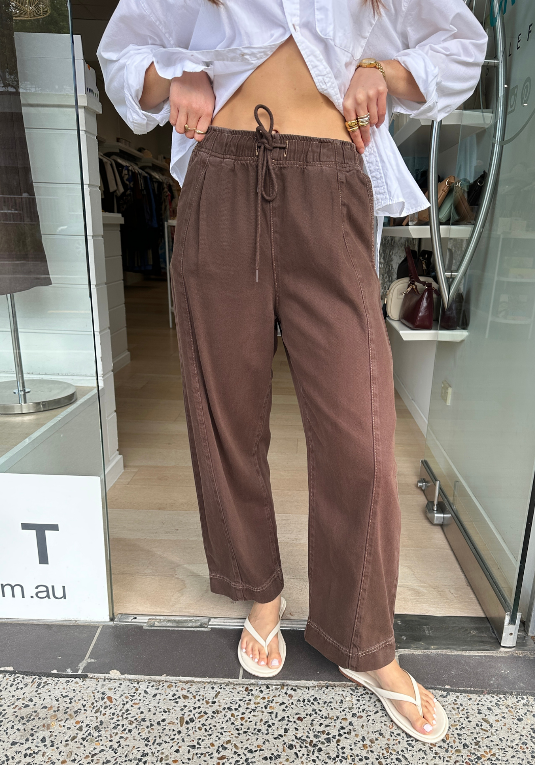CERES LIFE JESSIE BARREL PANT - CHOCOLATE