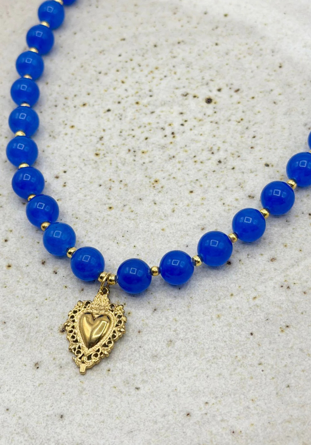 JADE HEART NECKLACE - COBALT