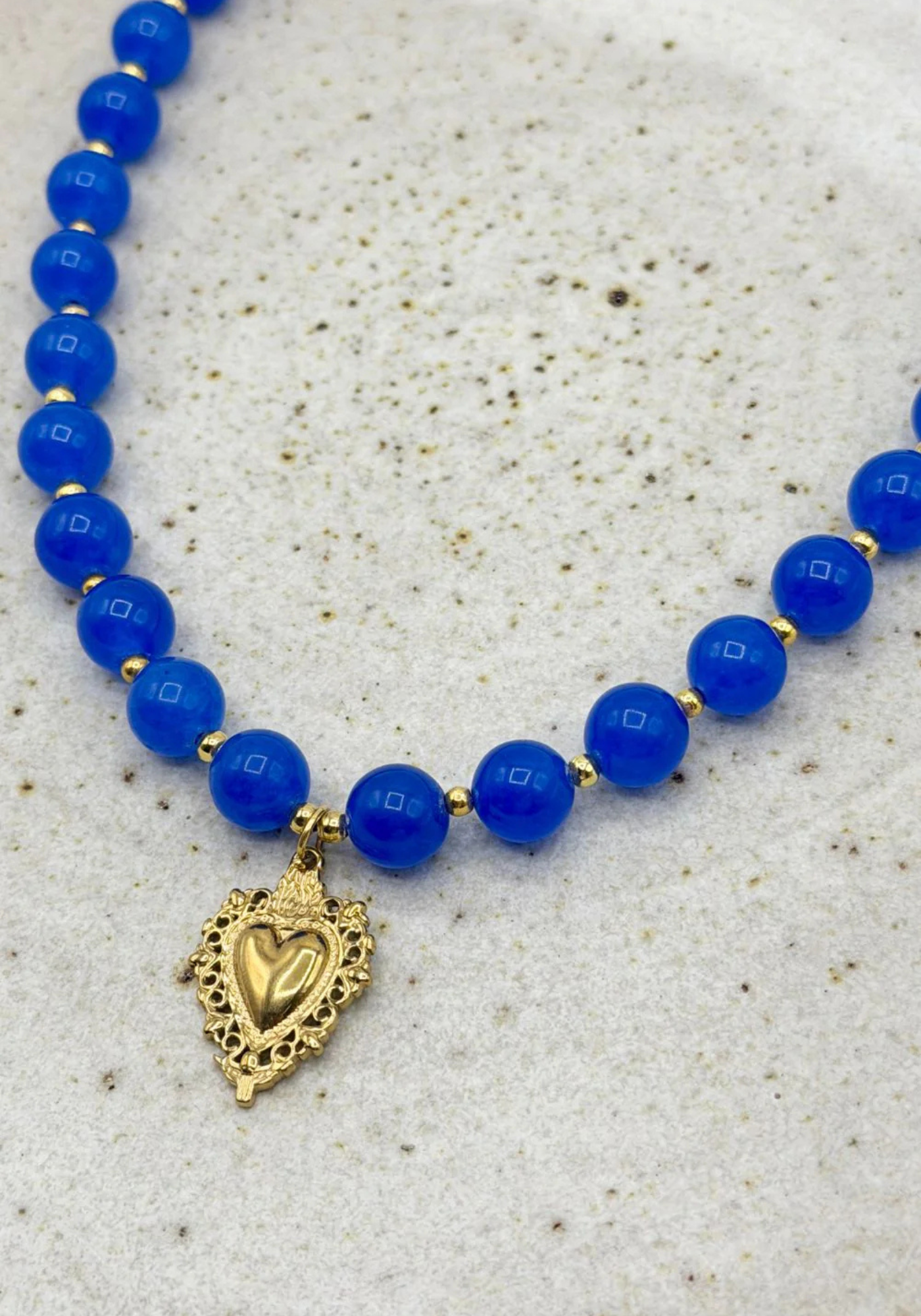 JADE HEART NECKLACE - COBALT