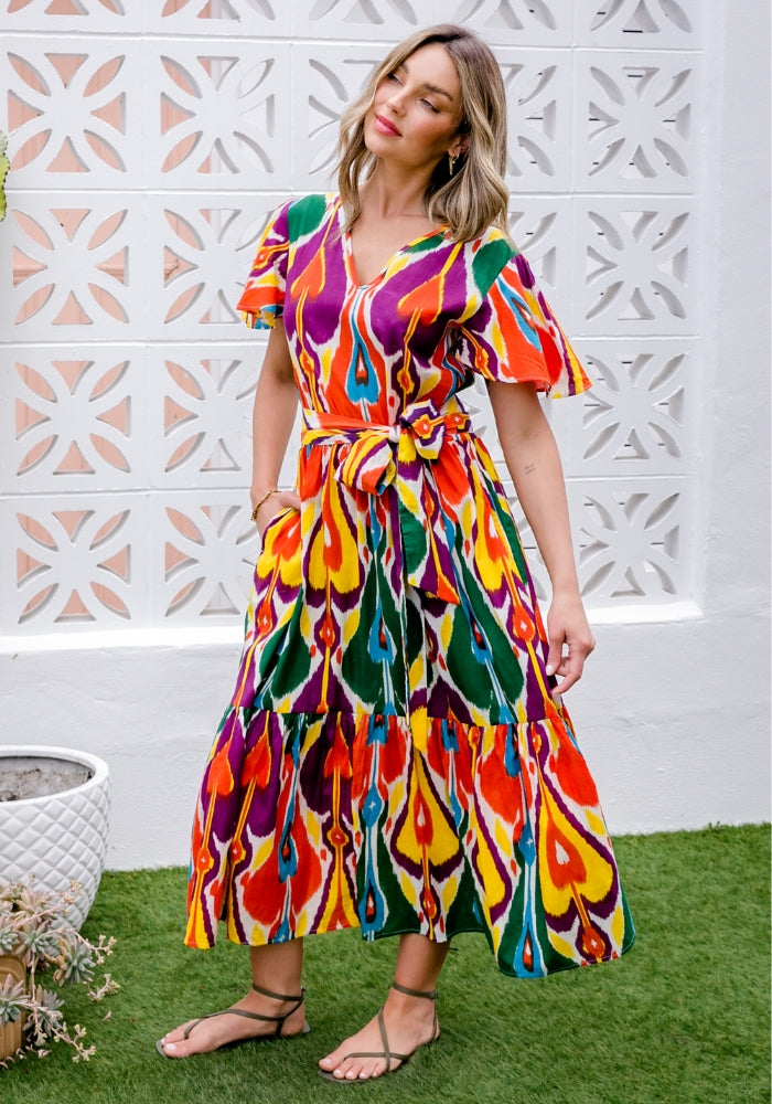 Load image into Gallery viewer, VANETO MAXI DRESS - MULTI PRINT