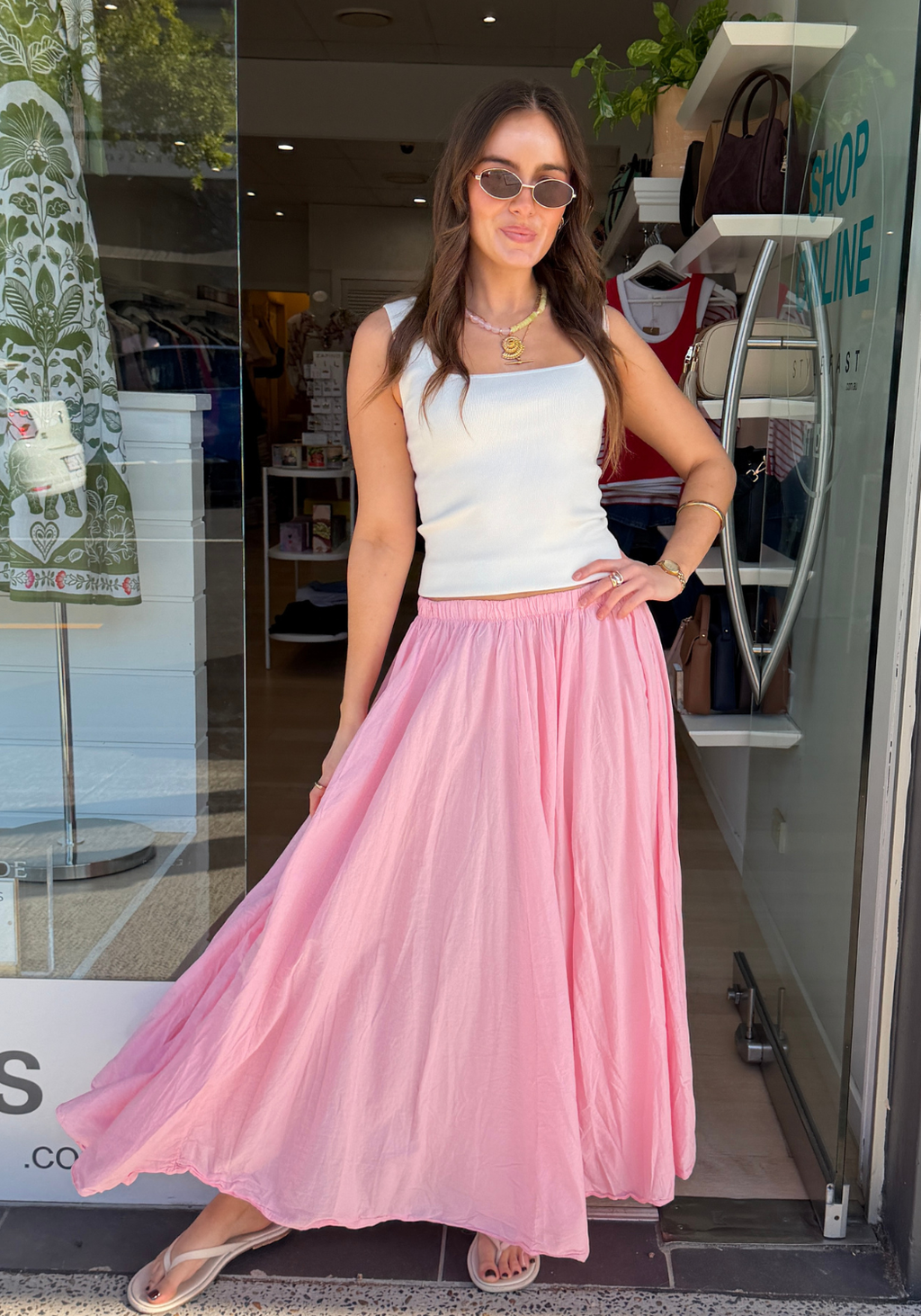 BELLE COTTON SKIRT - LOLLIE PINK