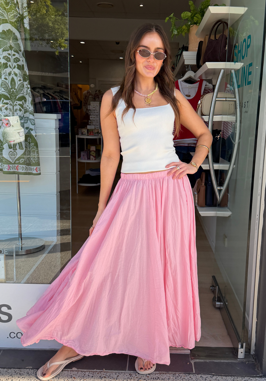 BELLE COTTON SKIRT - LOLLIE PINK