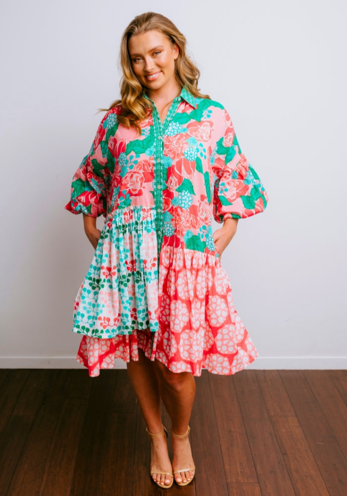 Load image into Gallery viewer, MADDIE ASYMMETRIC SHIRTDRESS - FLORAL PRINT