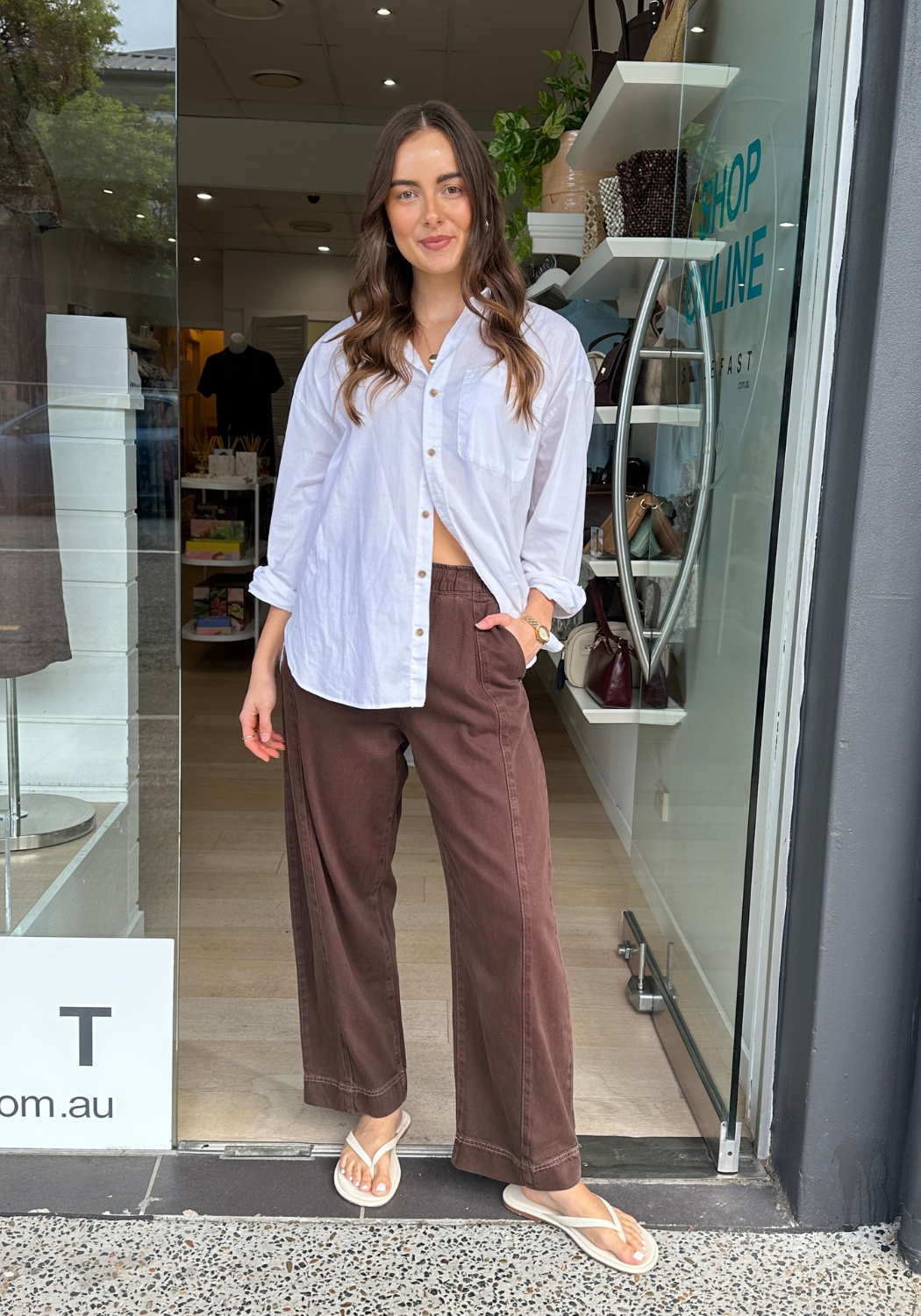 CERES LIFE JESSIE BARREL PANT - CHOCOLATE