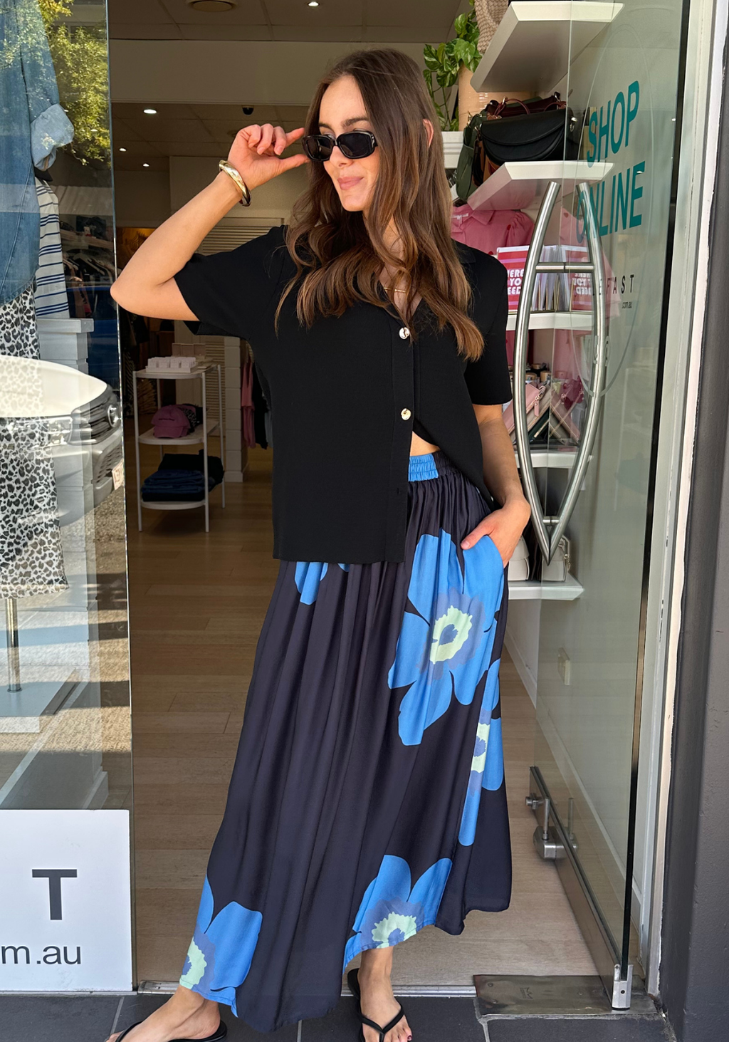 FEATHER + NOISE GOLDIE KNITTED SHIRT - BLACK