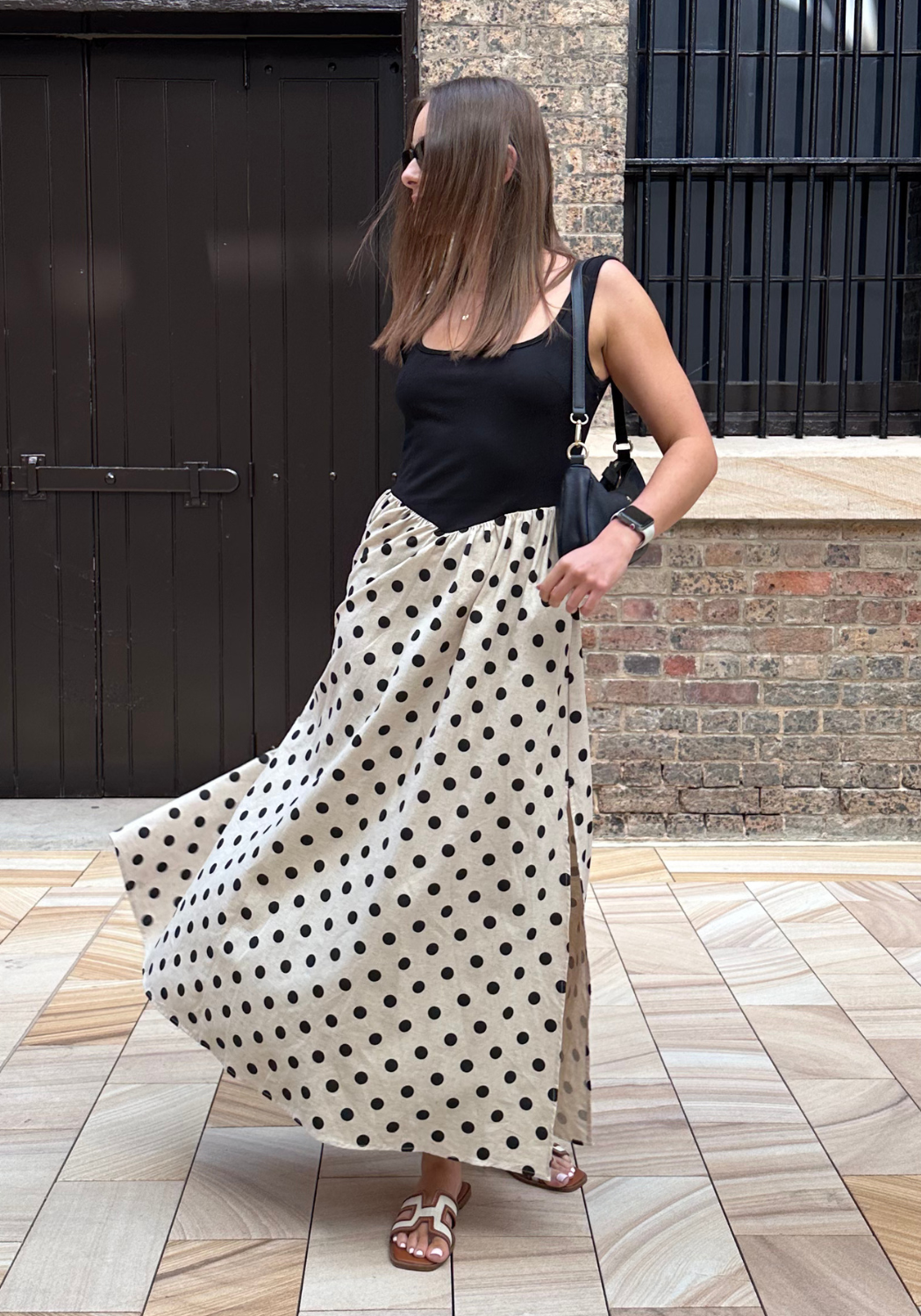 BIANCA FITTED BODICE DRESS - SPOT PRINT