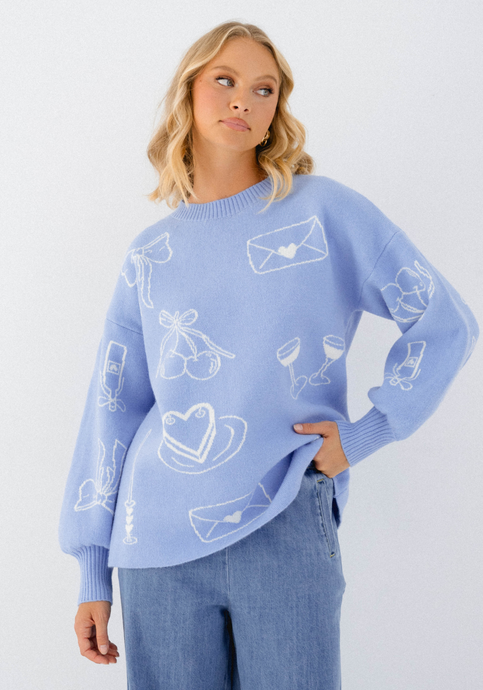 NESSIE OVERSIZED KNIT - BLUE & WHITE
