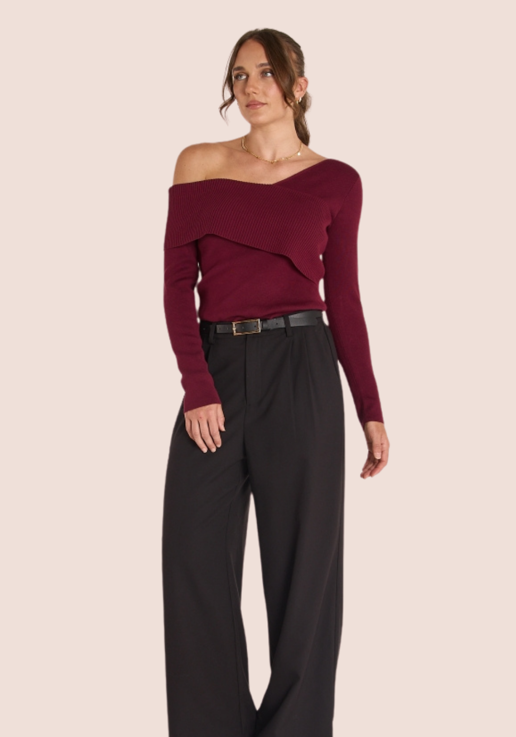 FEATHER + NOISE MOLLY OFF SHOULDER TOP - BURGUNDY