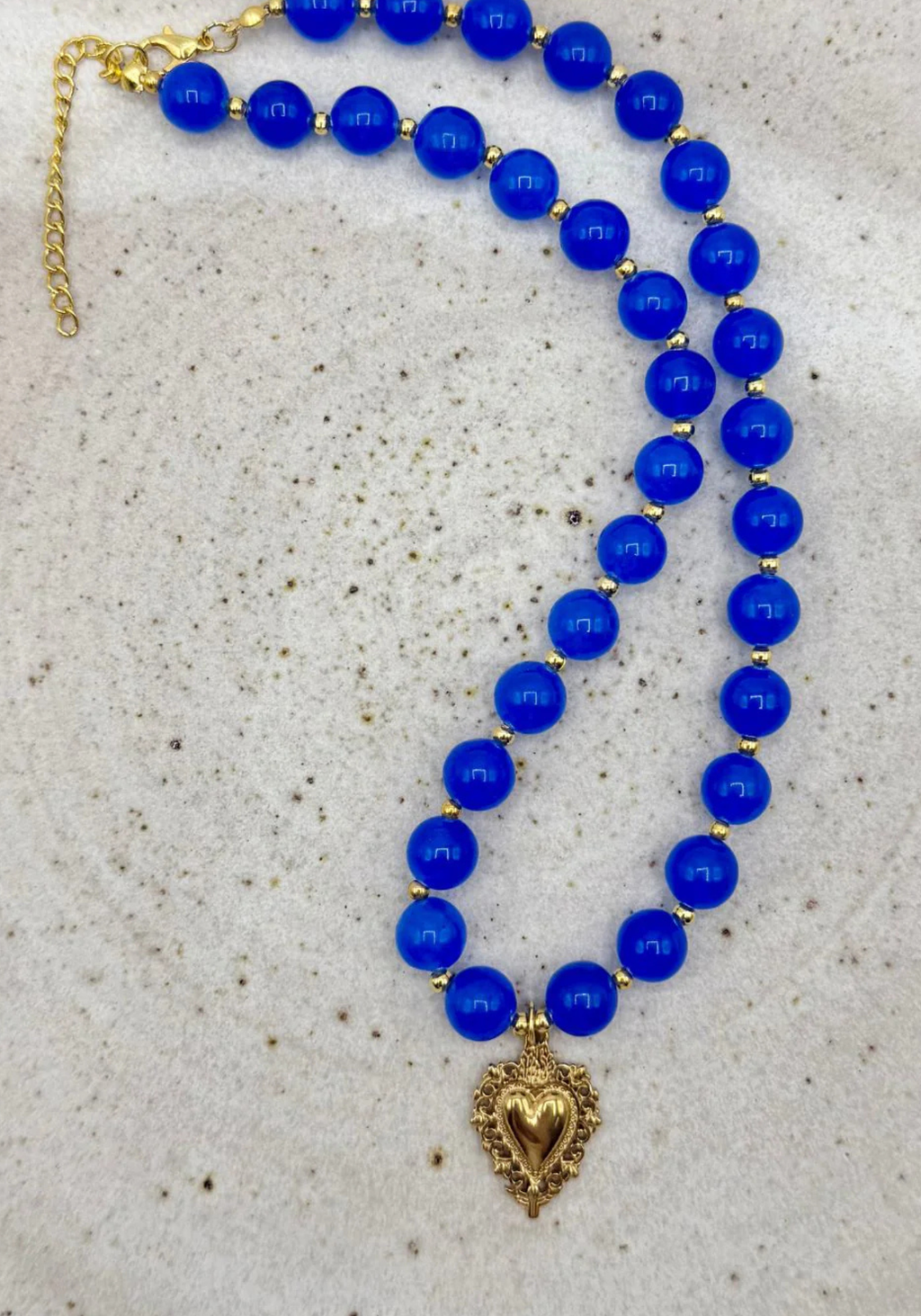 JADE HEART NECKLACE - COBALT