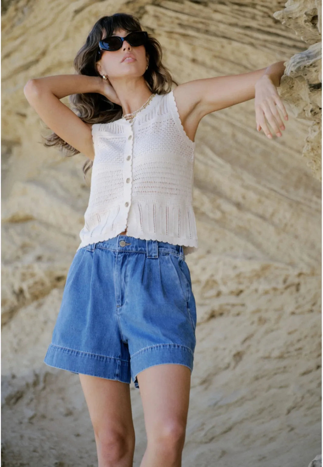 CERES LIFE FRONT PLEAT SHORT - WASHED INDIGO