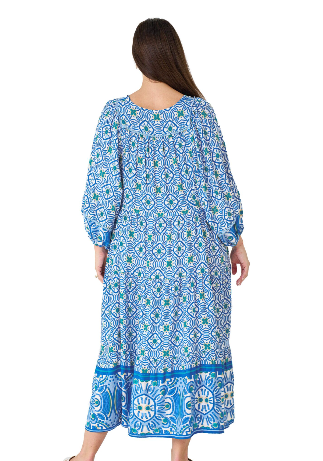 MENDEZ BATWING MIDI DRESS - BLUE PRINT